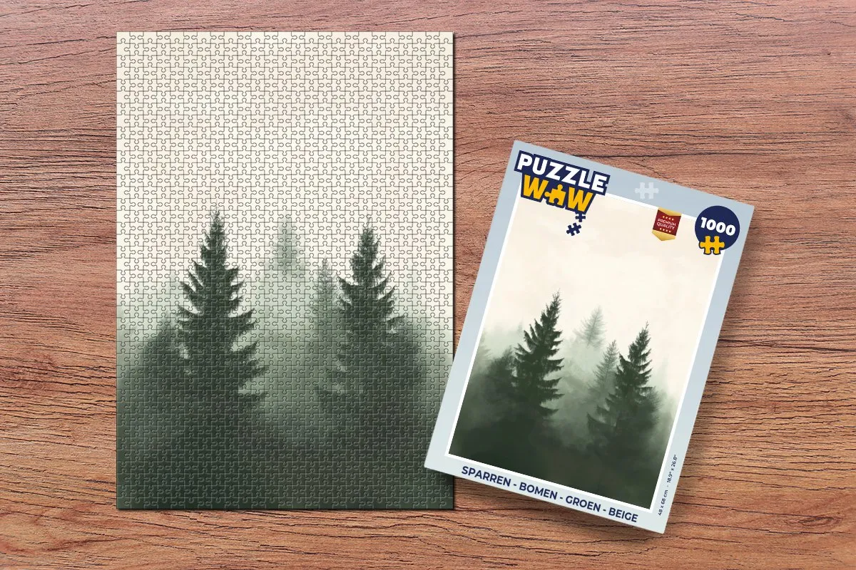 PuzzleWow Bomen Legpuzzel 1000 Stuks - Mist Groen