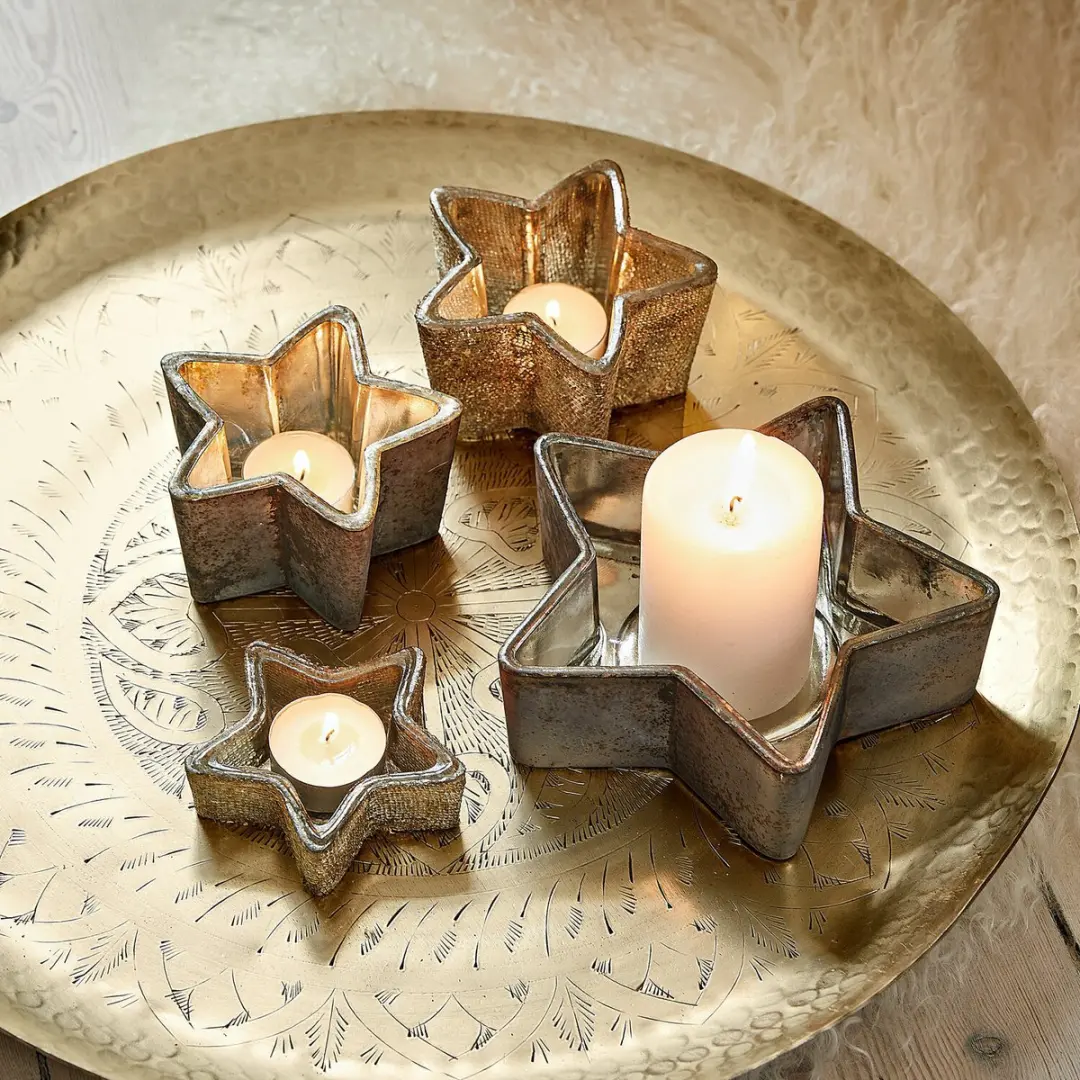 Loberon Windlicht Set 4 Stuks - Antiekgoud/Grijs - afbeelding 4 van 4