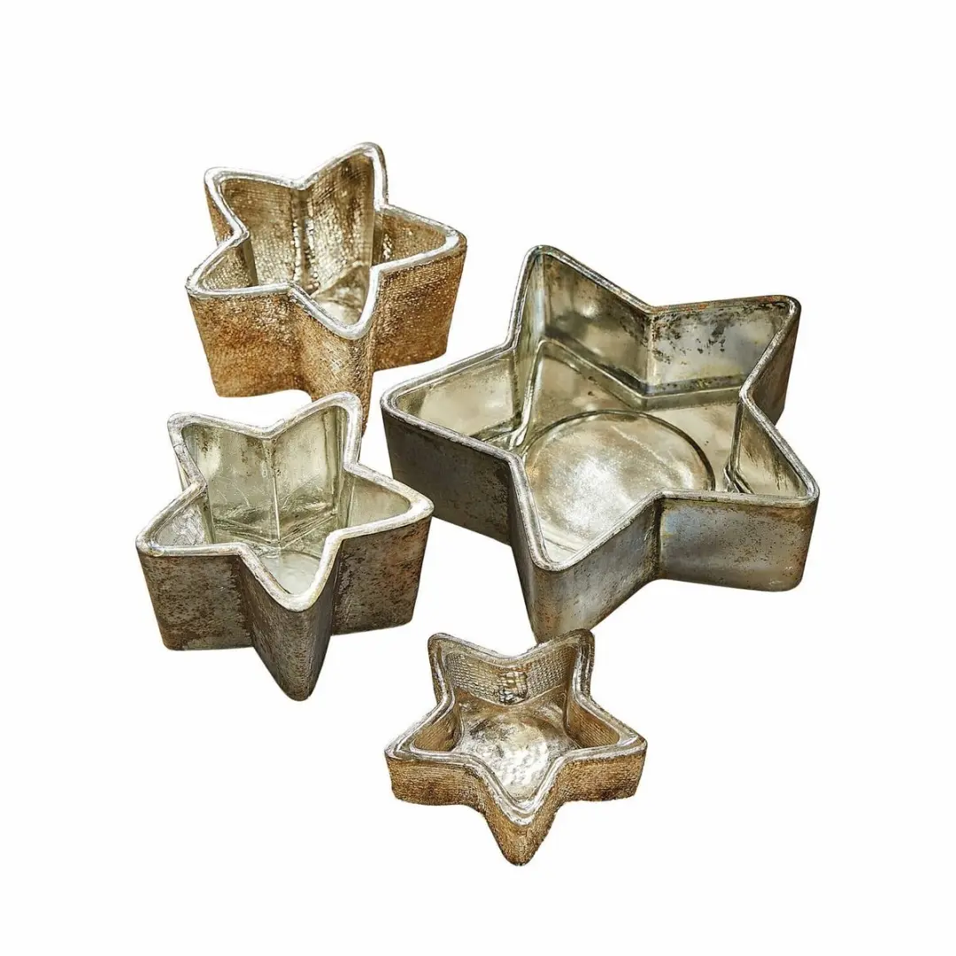 Loberon Windlicht Set 4 Stuks - Antiekgoud/Grijs - afbeelding 2 van 4