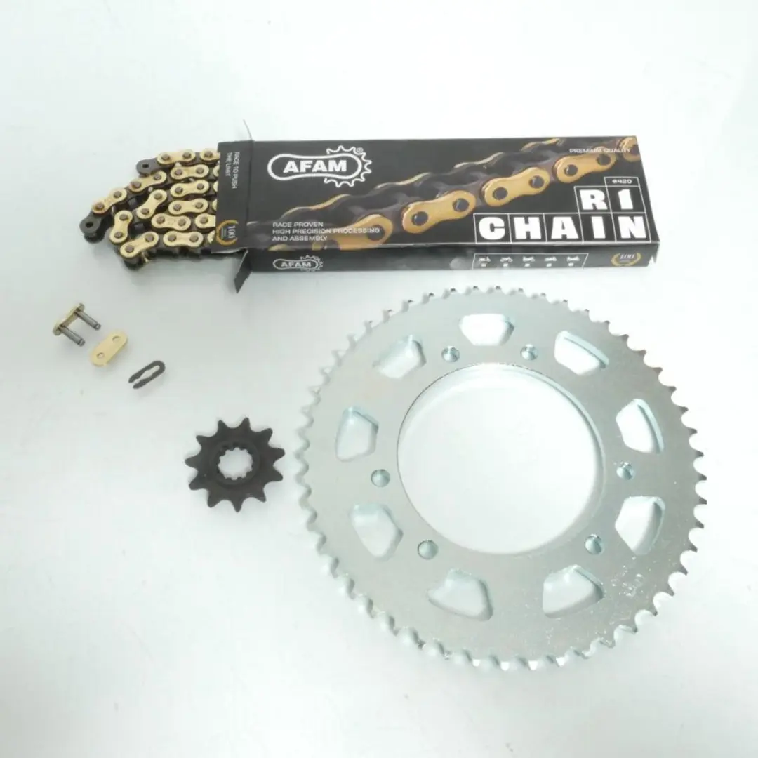 Kit chaîne Afam pour moto Yamaha 50 DTR 2003 à 2006 11x50 pas 420 Neuf