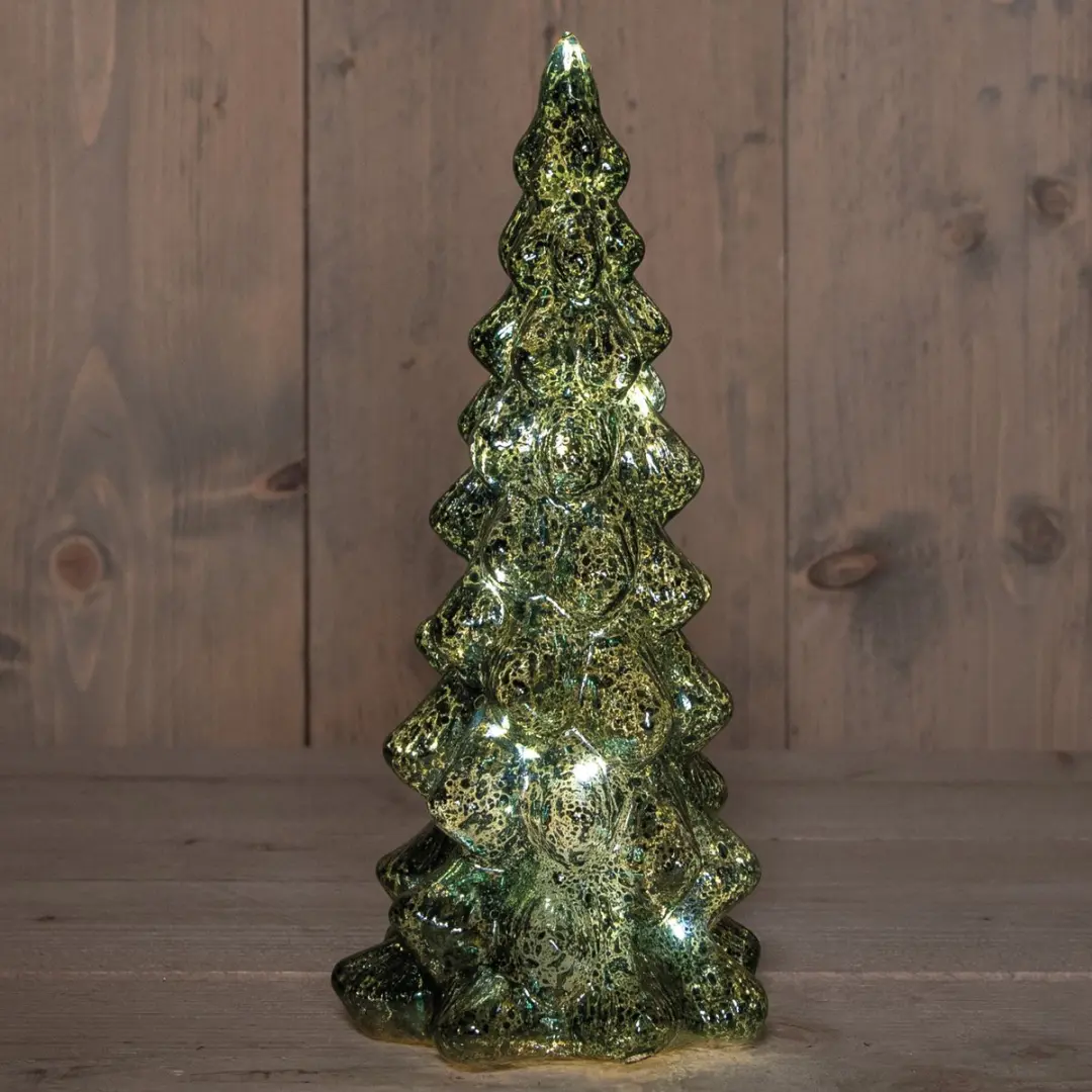 Anna's Collection Kerstboombeeldje Groen LED 25cm - Glas - afbeelding 3 van 5