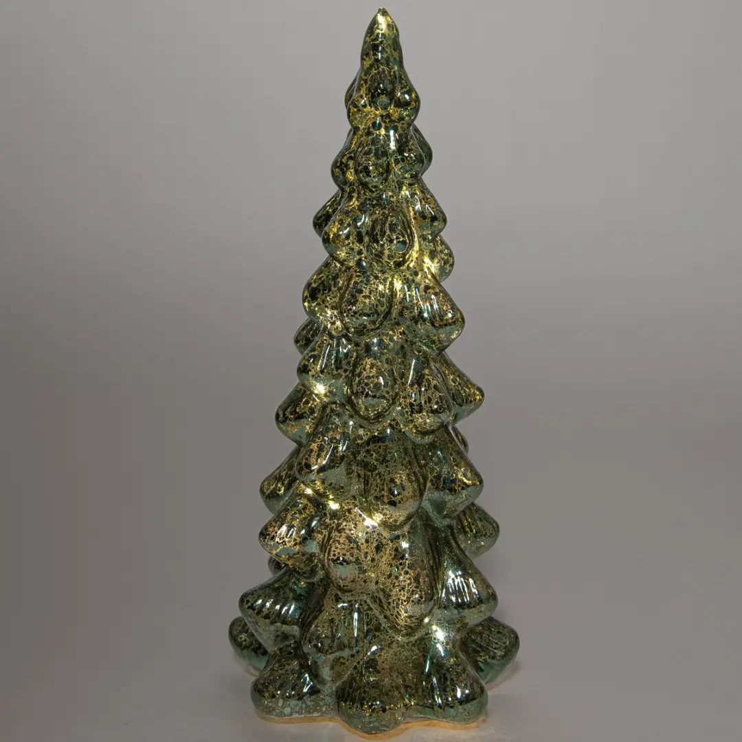 Anna's Collection Kerstboombeeldje Groen LED 25cm - Glas - afbeelding 2 van 5