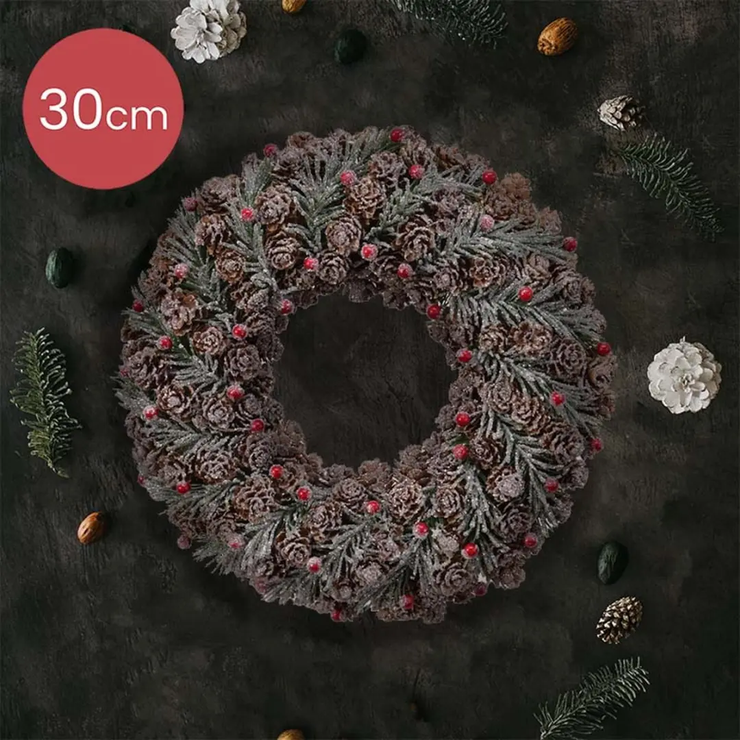 Decoratieve kerstkrans groen rood met glitter