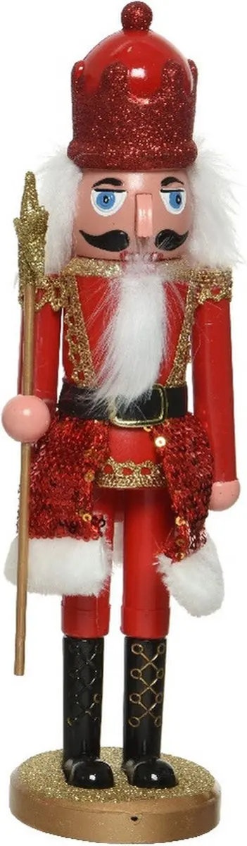 Kerstbeeldje kunststof notenkraker poppetje/soldaat rood 28 cm kerstbeeldjes