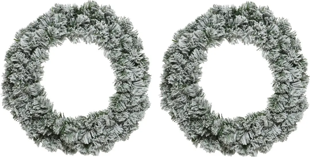 2x stuks kerstkransen/dennenkransen groen met sneeuw 35 cm