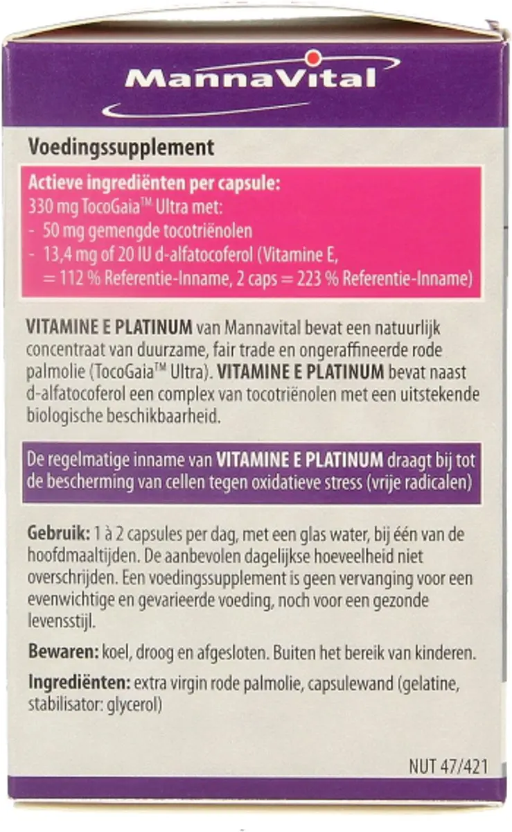 Mannavital Vitamine E Platinum 60 Capsules