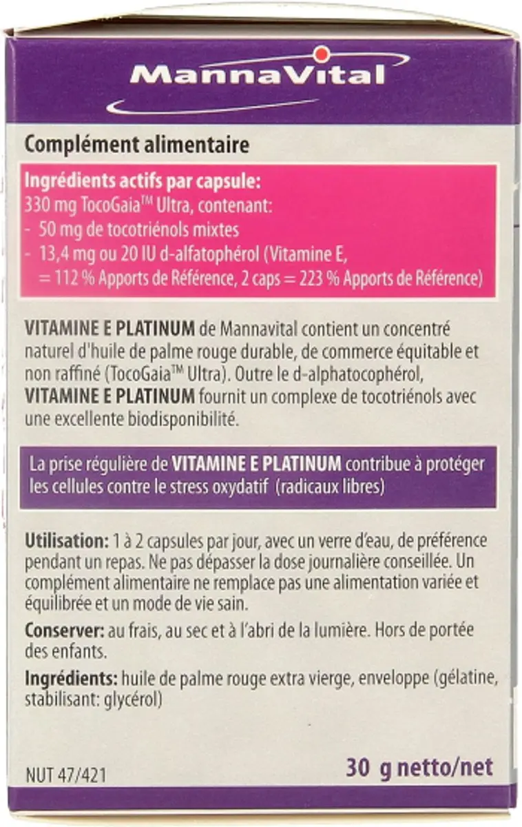 Mannavital Vitamine E Platinum 60 Capsules