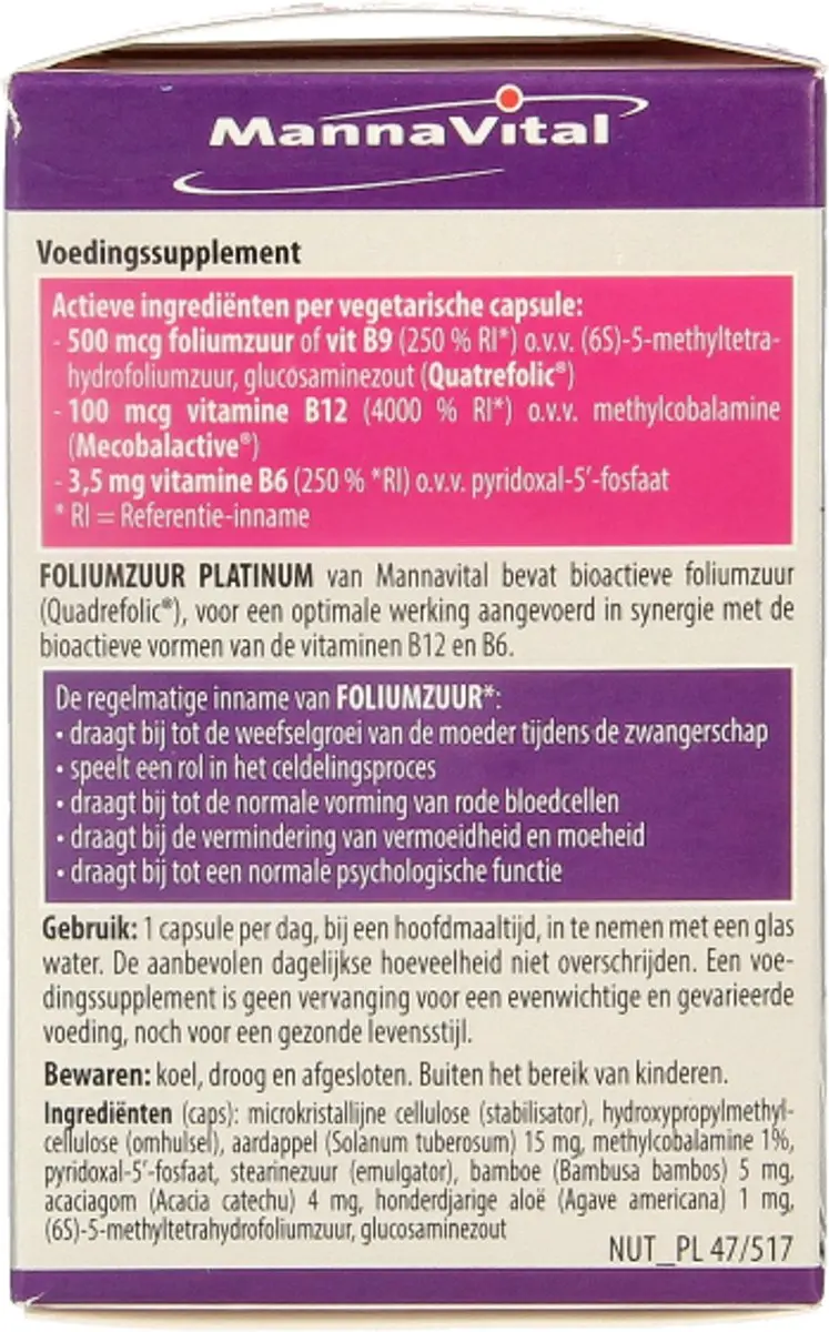 Mannavital Foliumzuur 90 Vegetarische Capsules