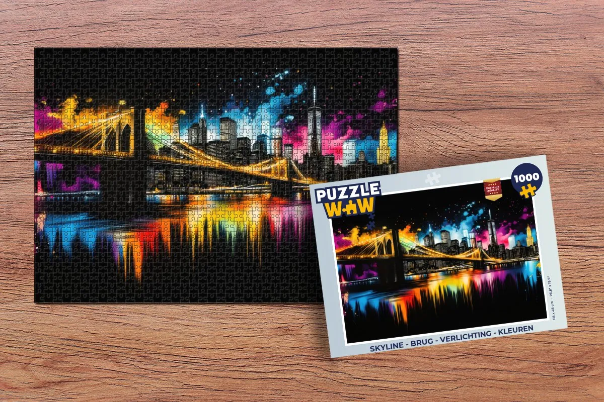 PuzzleWow Skyline Brug Verlichting Legpuzzel 1000 Stuks