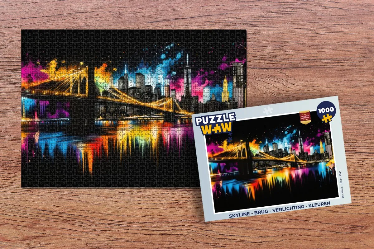 PuzzleWow Skyline Brug Verlichting Legpuzzel 1000 Stuks