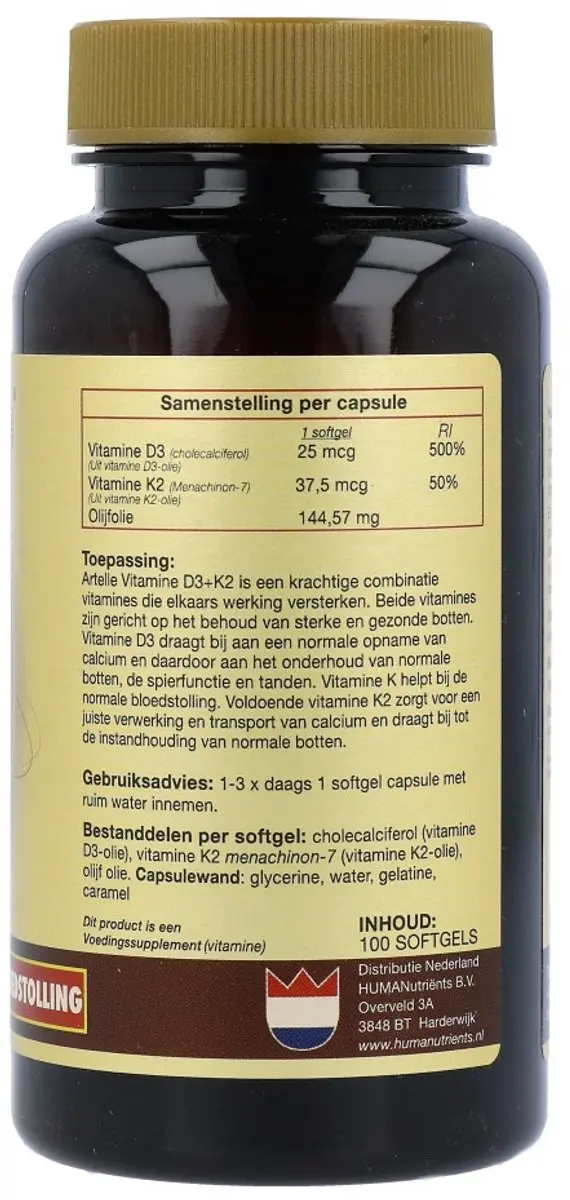Artelle Vitamine D3+K2 100 Softgels