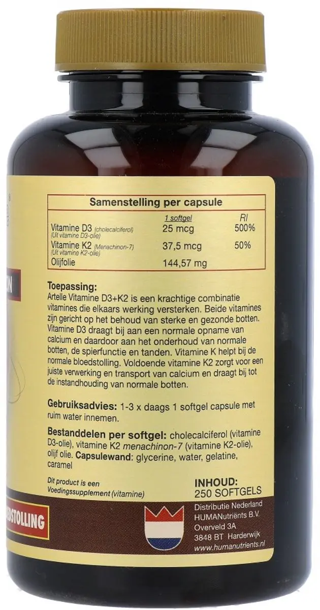 Artelle Vitamine D3+K2 250 Softgels