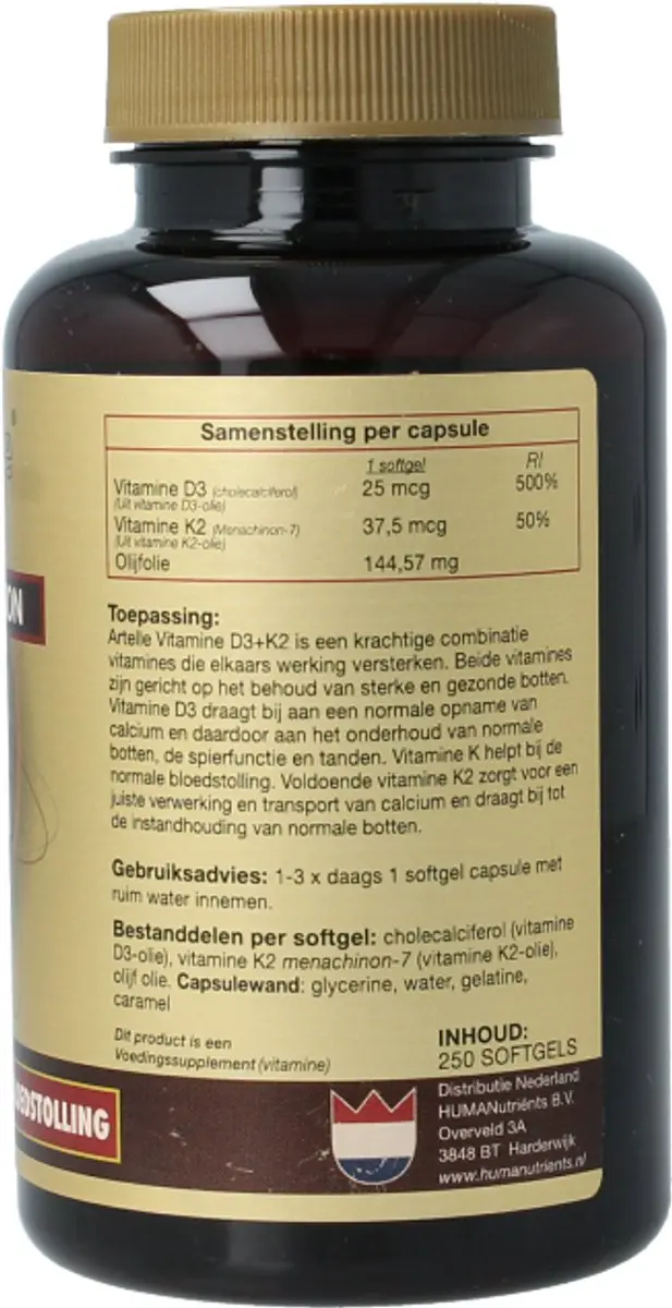 Artelle Vitamine D3+K2 250 Softgels