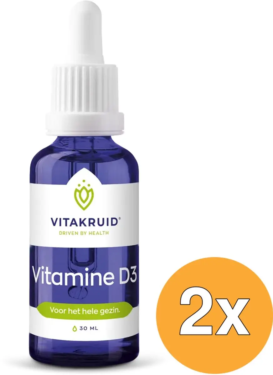 2x Vitakruid Vitamine D3 Druppels 5 mcg / 200 IE per Druppel (30 ml)