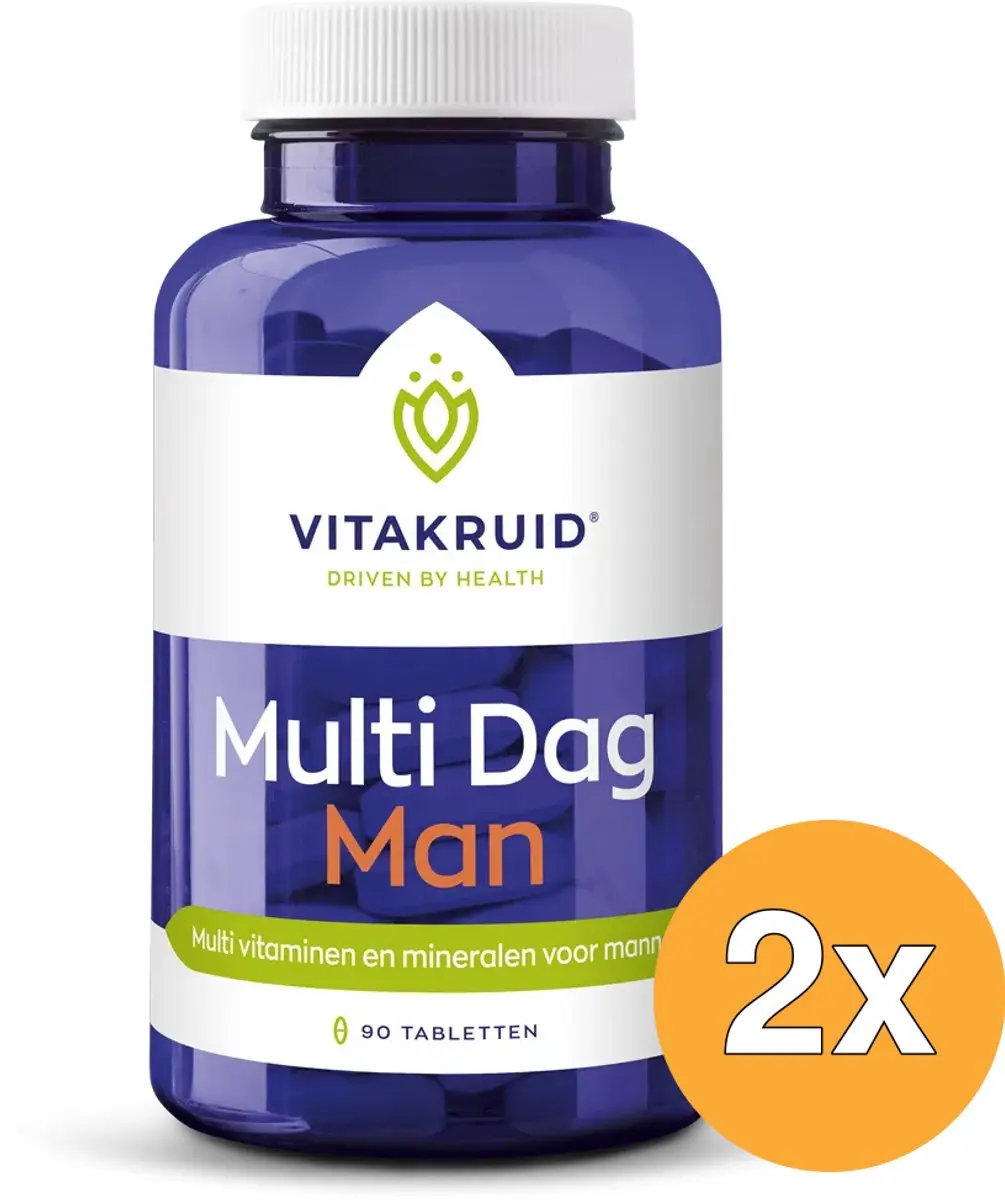 2x Vitakruid Multi Dag Man 100% Vegan (90 tabletten)