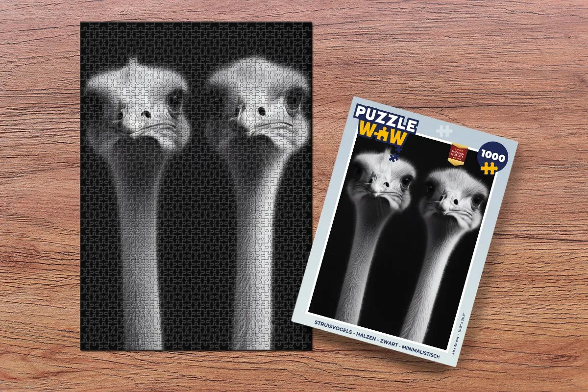 PuzzleWow Struisvogels Halzen Legpuzzel 1000 Stuks - Zwart