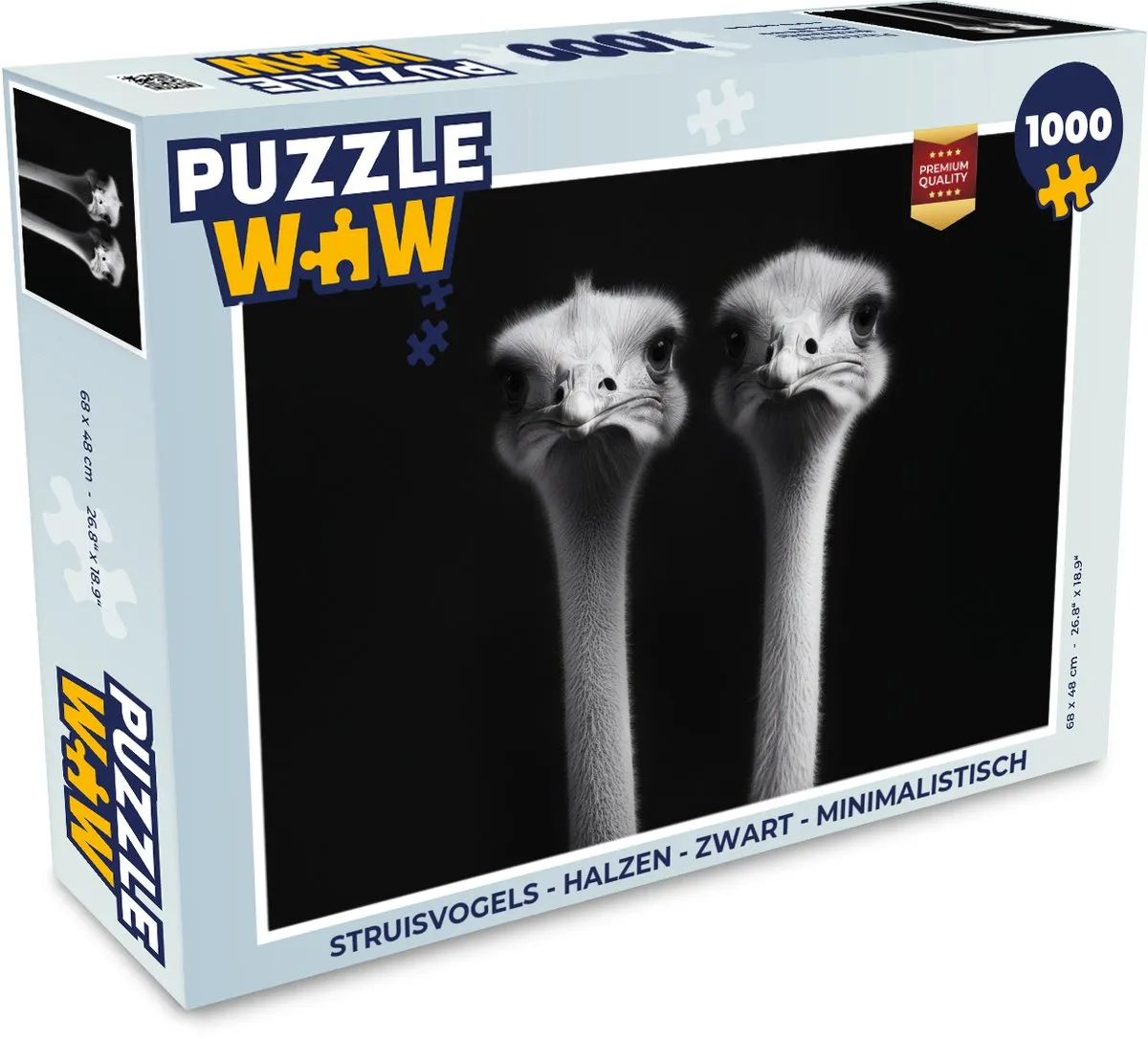 PuzzleWow Struisvogels Halzen Legpuzzel 1000 Stuks - Zwart