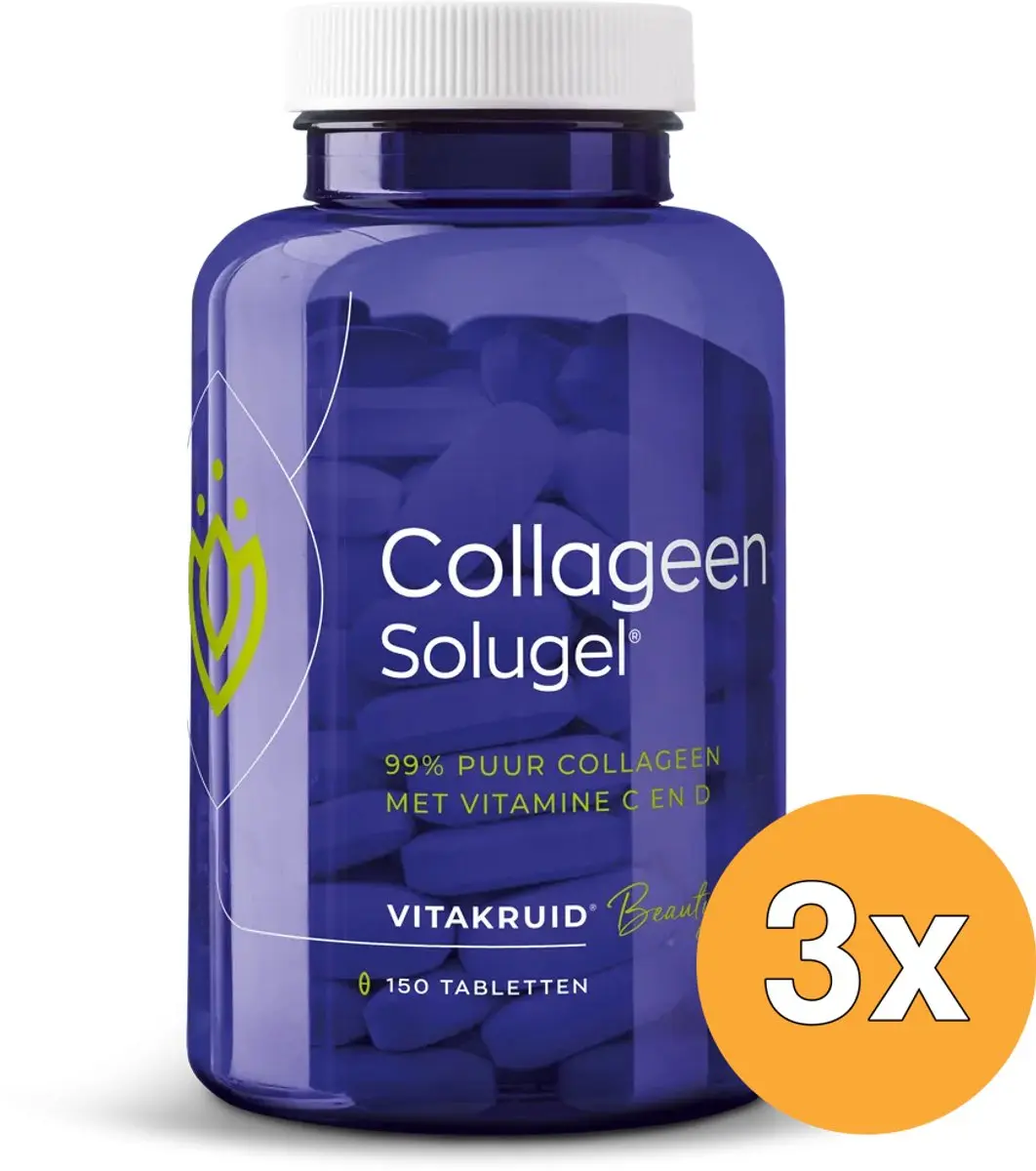 3x Vitakruid Collageen Solugel® tabletten met Vitamine C & D (150 tabletten)