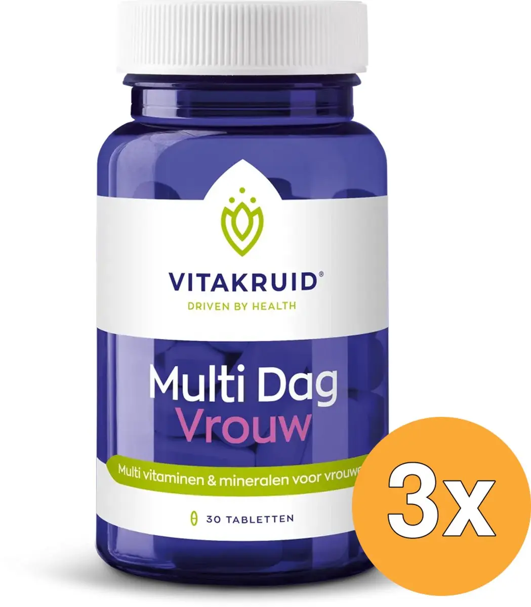 3x Vitakruid Multi Dag Vrouw 100% Vegan (30 tabletten)