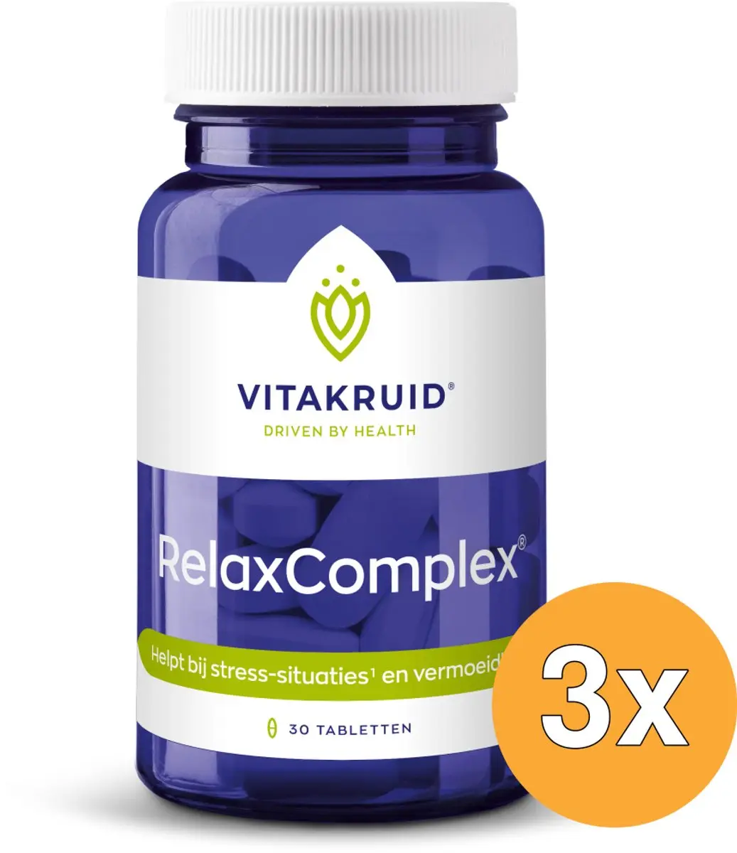 3x Vitakruid Relaxcomplex Oa Magnesium Tauraat & Vitamine D3 (30 tabletten)