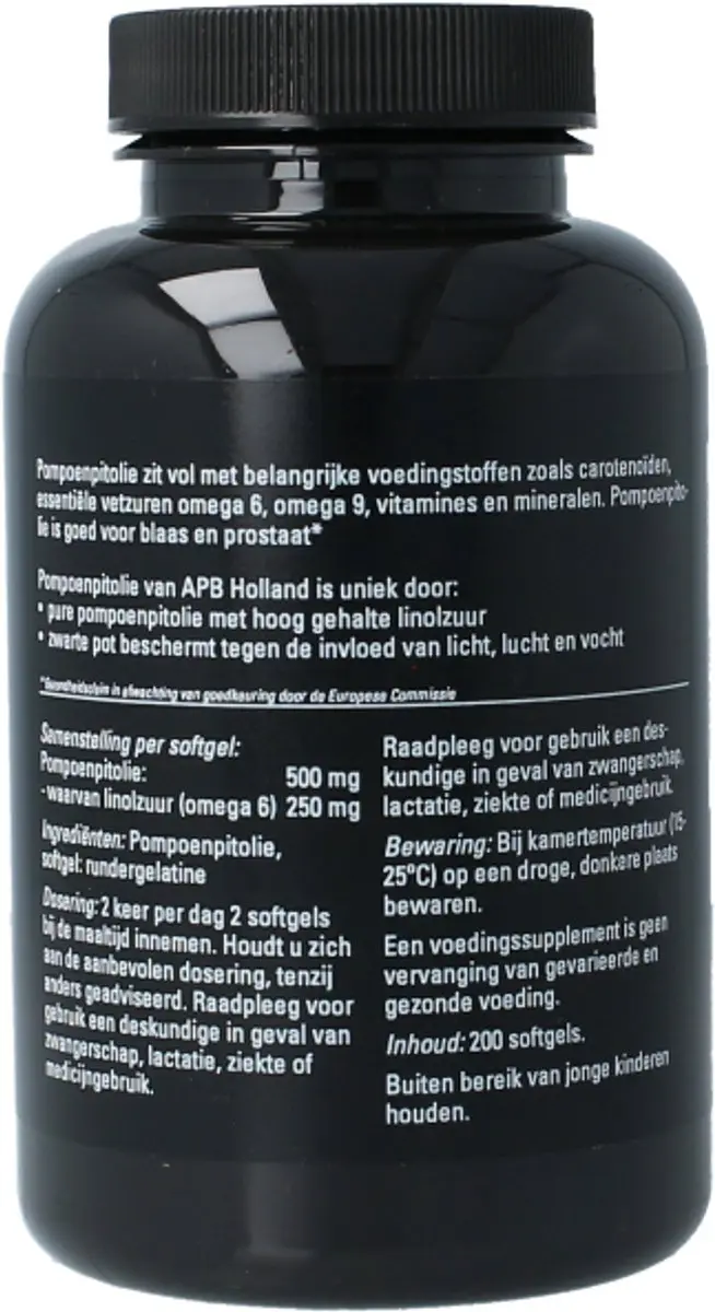 APB Holland Pompoenpitolie 500mg - 200 Softgels