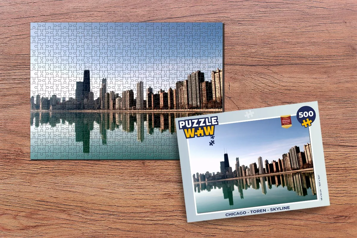 PuzzleWow Chicago Skyline Legpuzzel 500 Stuks - Multicolor