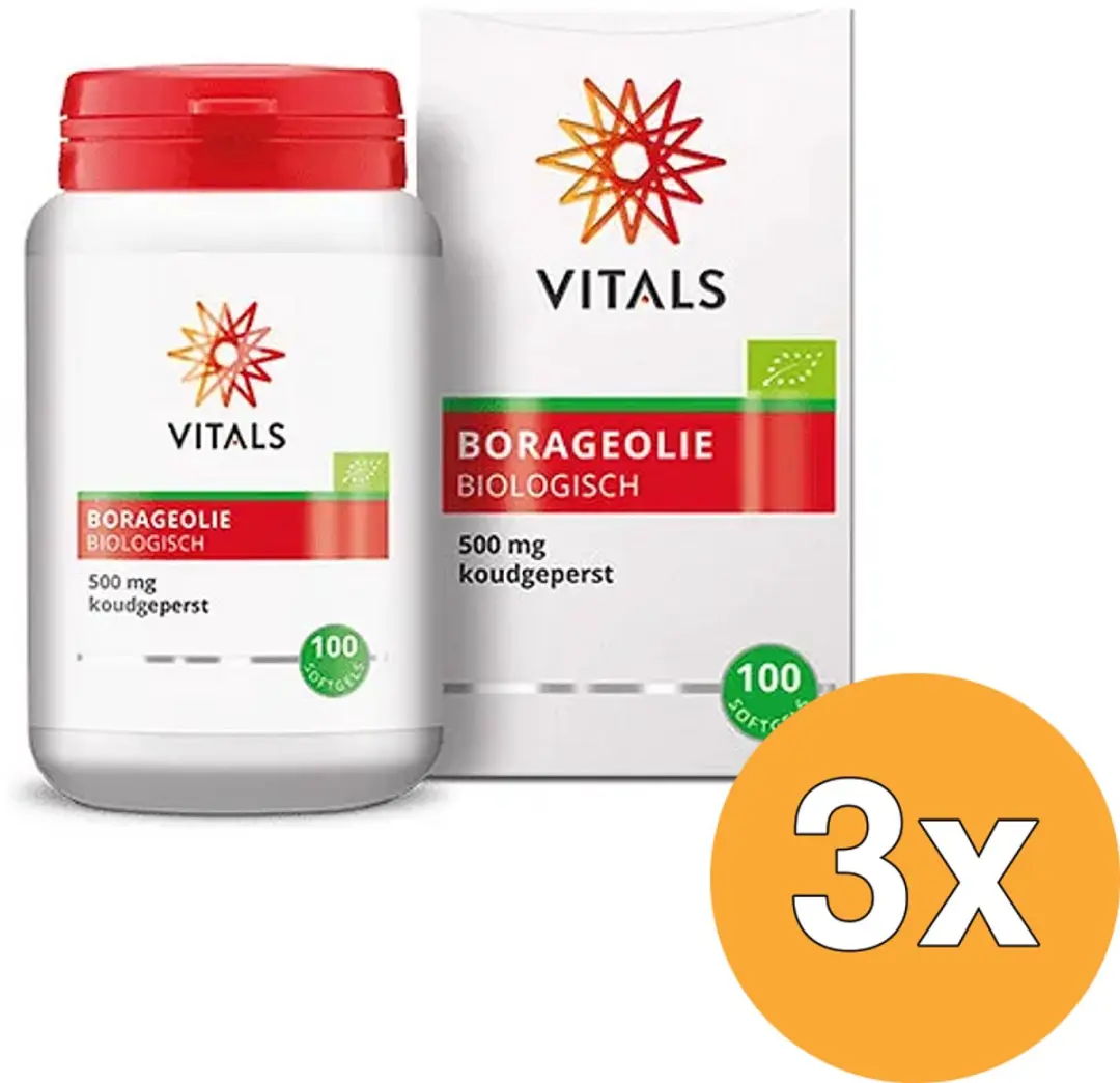 3x Vitals Borageolie 500 Mg Bio (100 softgels)