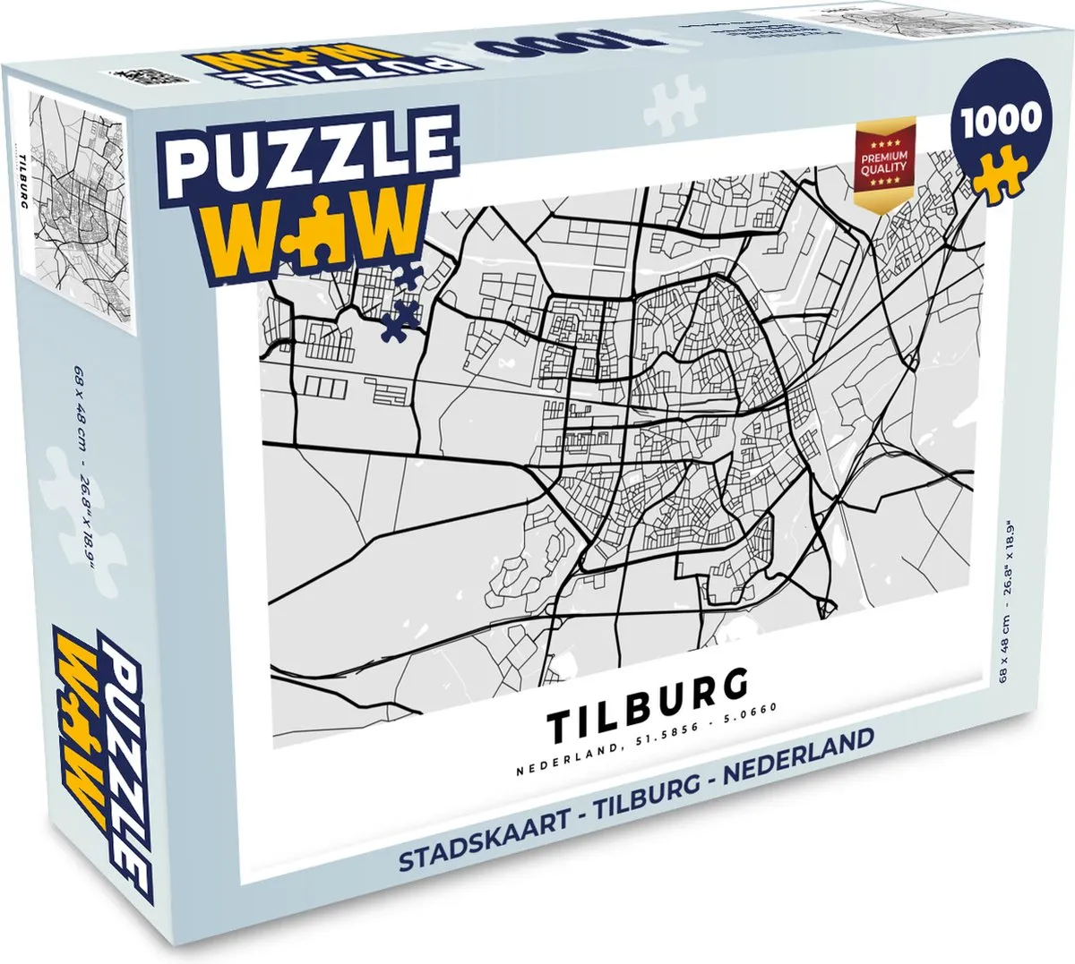 PuzzleWow Stadskaart Tilburg Legpuzzel 1000 Stuks