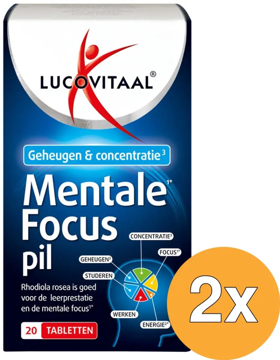 2x Lucovitaal Mentale Focus Pil (20 tabletten)