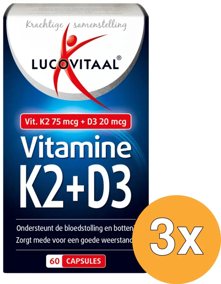 3x Lucovitaal Vitamine K2 + D3 (60 capsules)