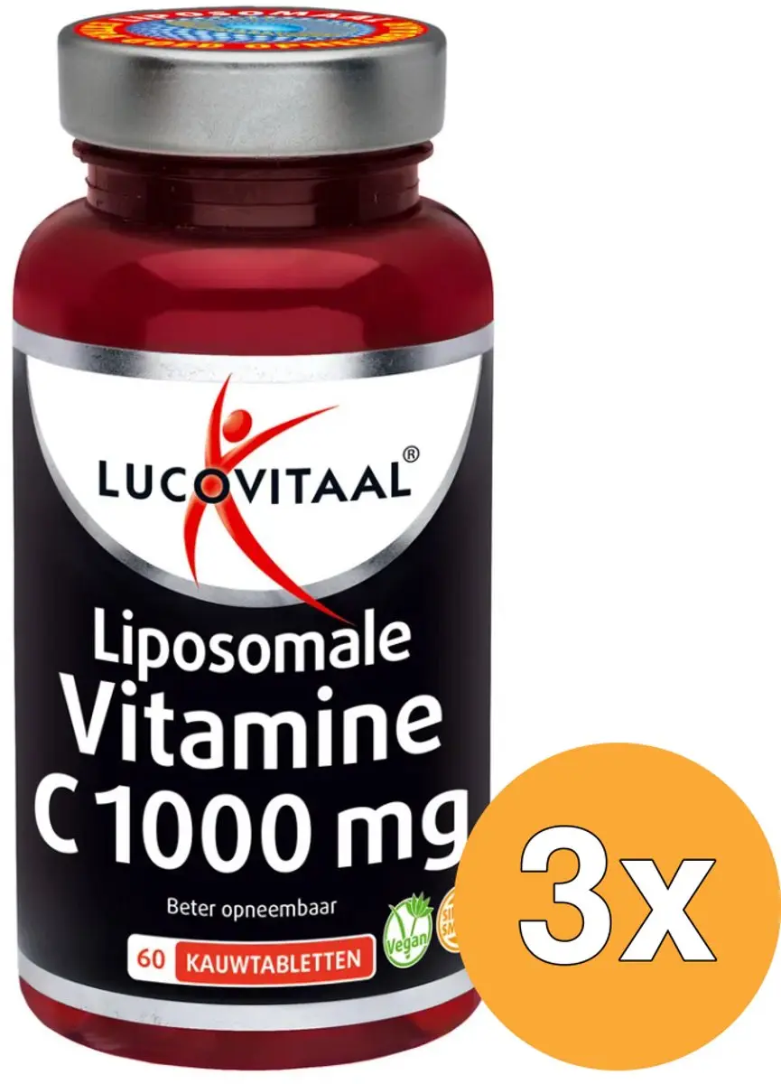 3x Lucovitaal Vitamine C 1000mg Liposomaal (60 kauwtabletten)