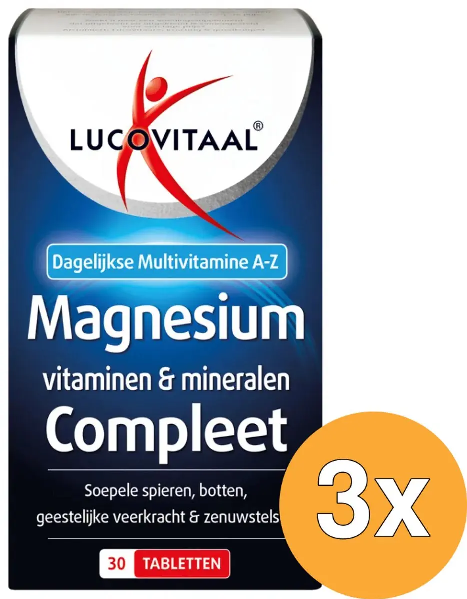 3x Lucovitaal Magnesium, Vitaminen & Mineralen Compleet (30 tabletten)