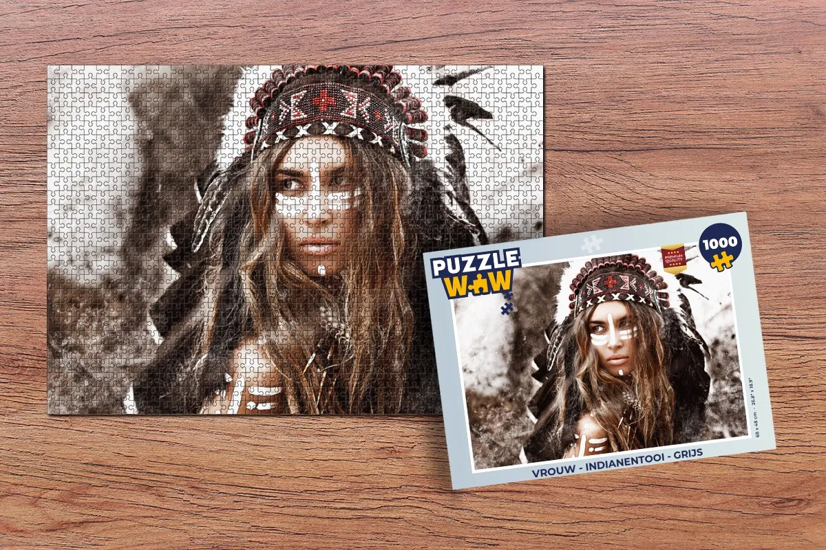 PuzzleWow Indianentooi Legpuzzel 1000 Stuks - Multicolor