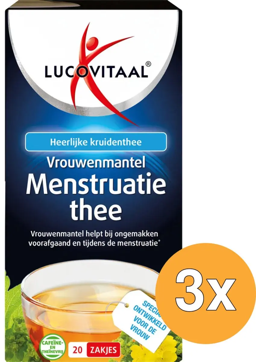 3x Lucovitaal Vrouwenmantel Menstruatie Thee (20 stuks)