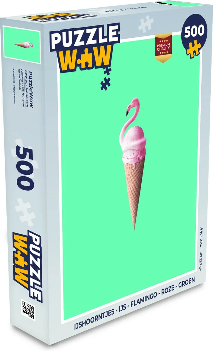 PuzzleWow IJshoorntjes Flamingo Legpuzzel 500 Stuks - Multicolor