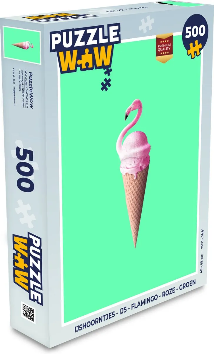 PuzzleWow IJshoorntjes Flamingo Legpuzzel 500 Stuks - Multicolor