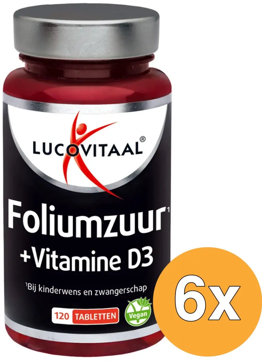 6x Lucovitaal Foliumzuur + Vitamine D3 (120 tabletten)