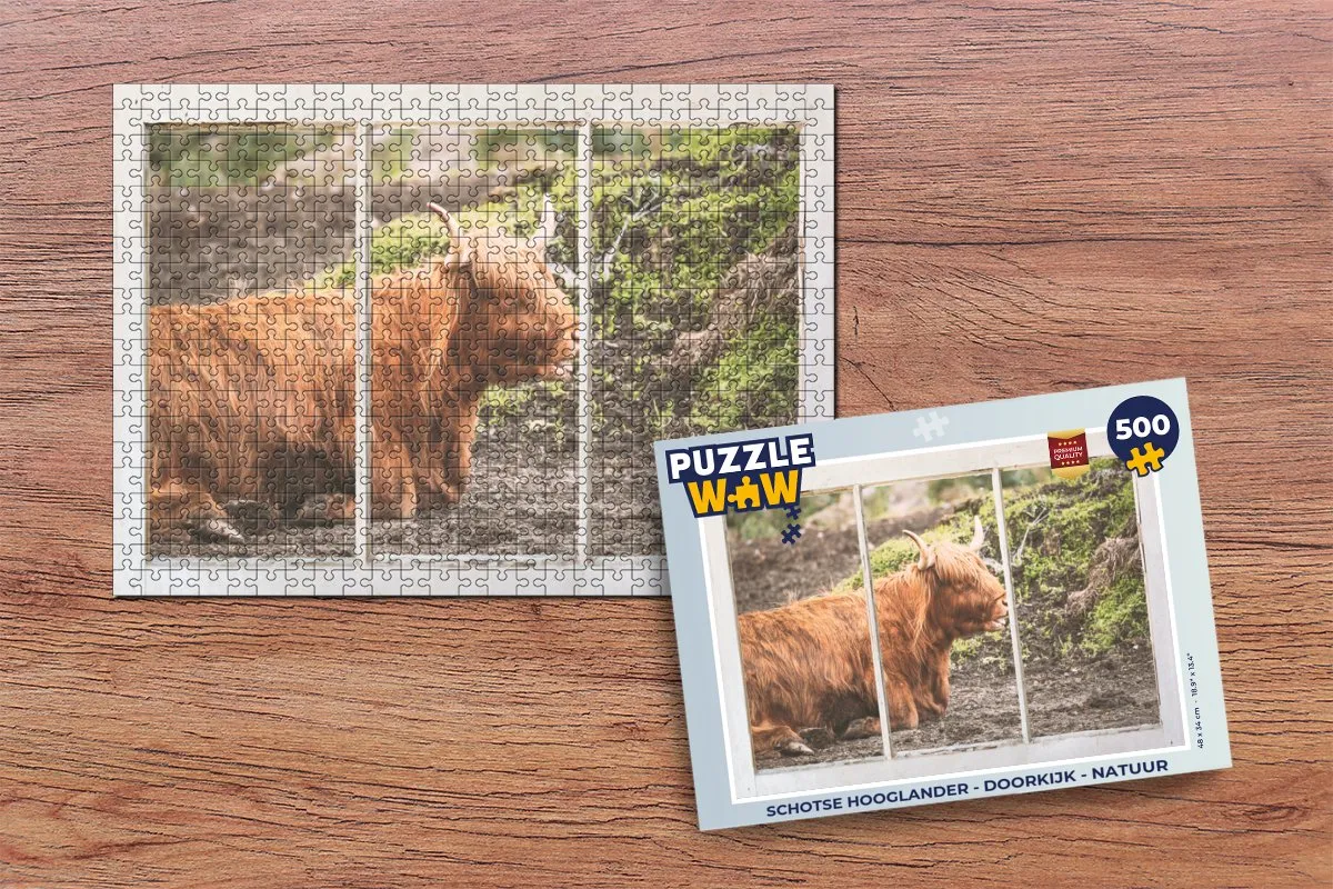 PuzzleWow Schotse Hooglander Legpuzzel 500 Stuks - Multicolor