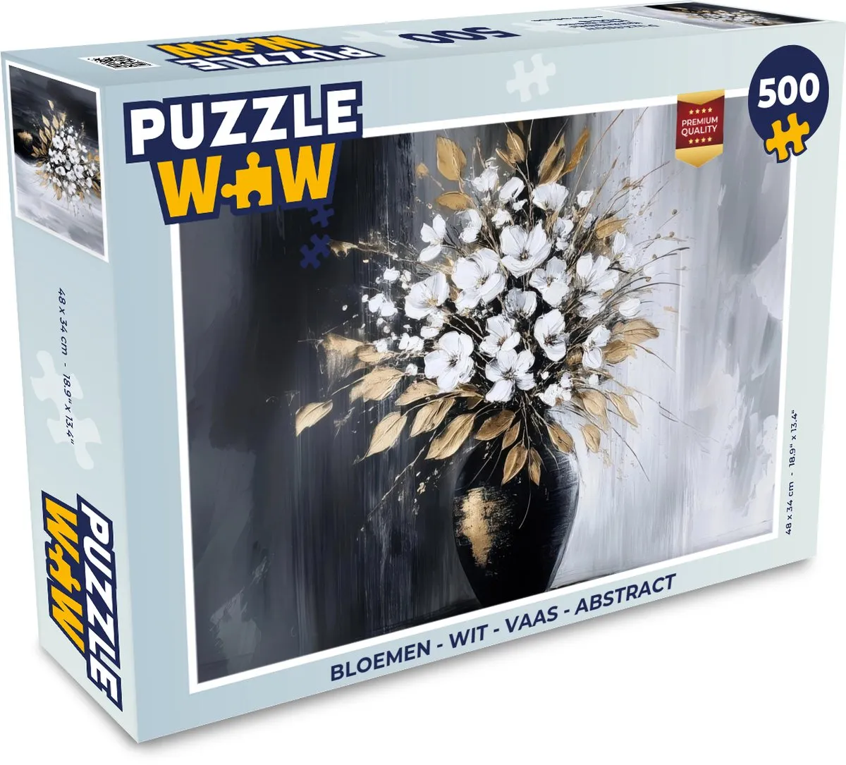 PuzzleWow Bloemen Vaas Abstract Legpuzzel 500 Stuks - Wit