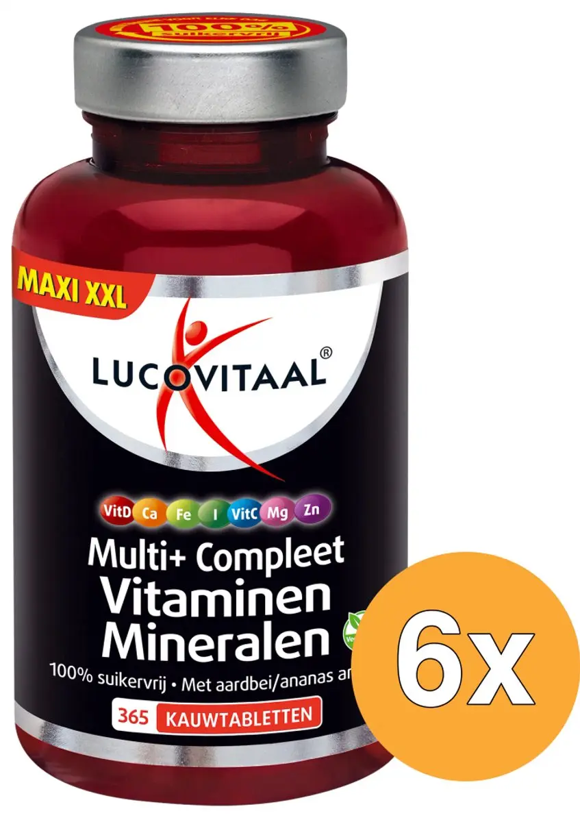 6x Lucovitaal Multi+ Compleet Vitaminen & Mineralen (365 kauwtabletten)