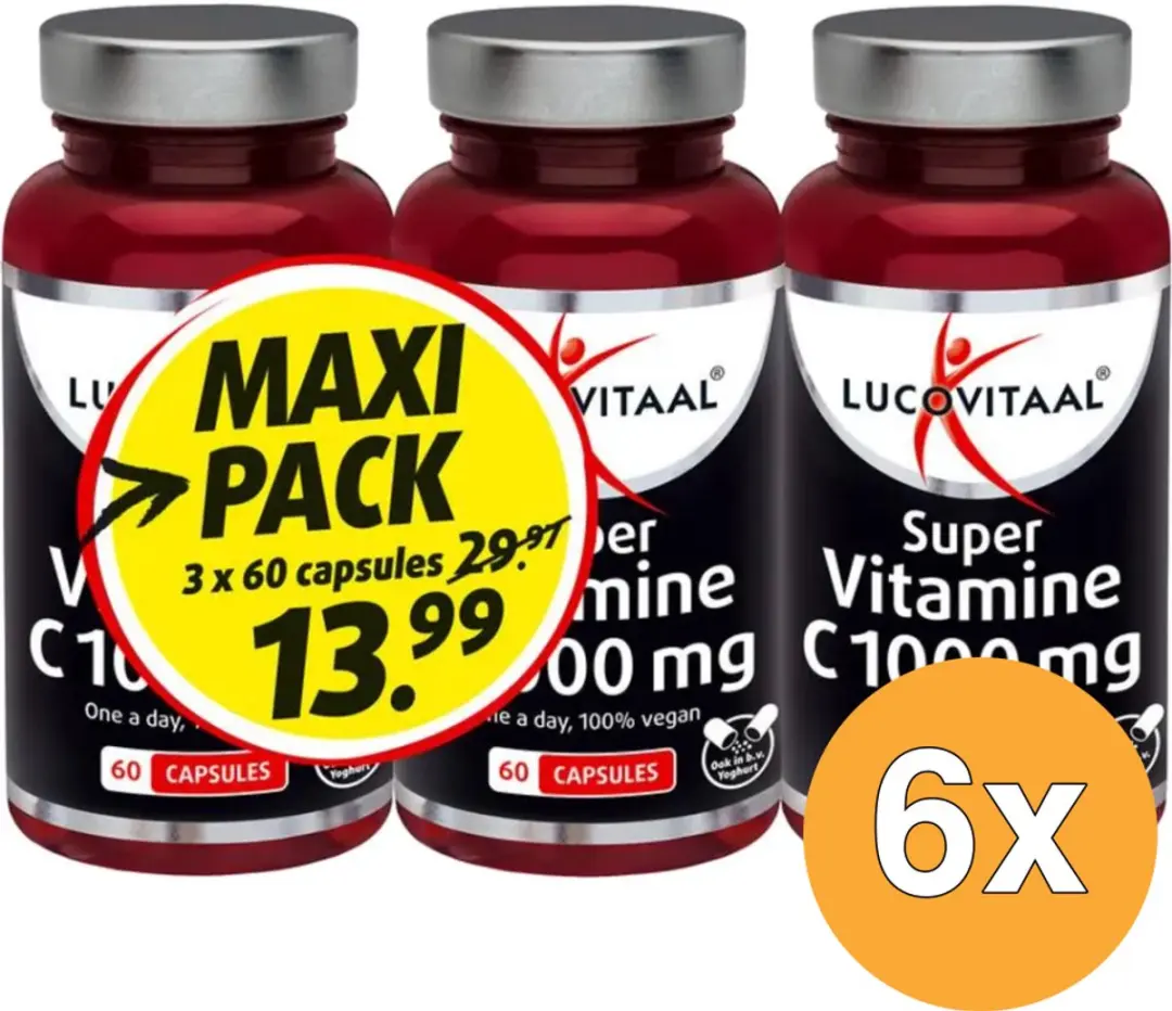 6x Lucovitaal Vitamine C 1000 3-pack (180 stuks)