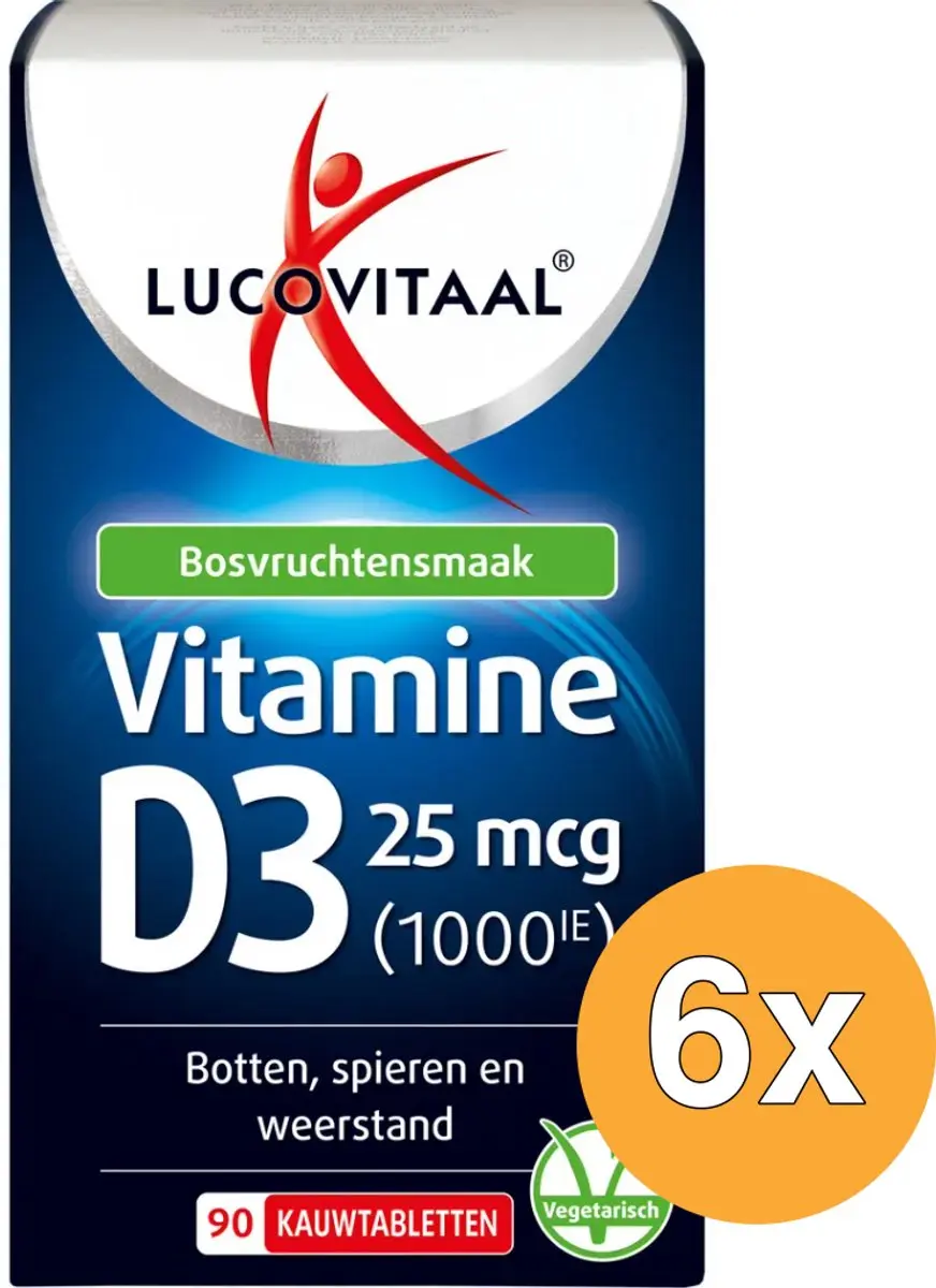 6x Lucovitaal D3 25mcg (90 kauwtabletten)