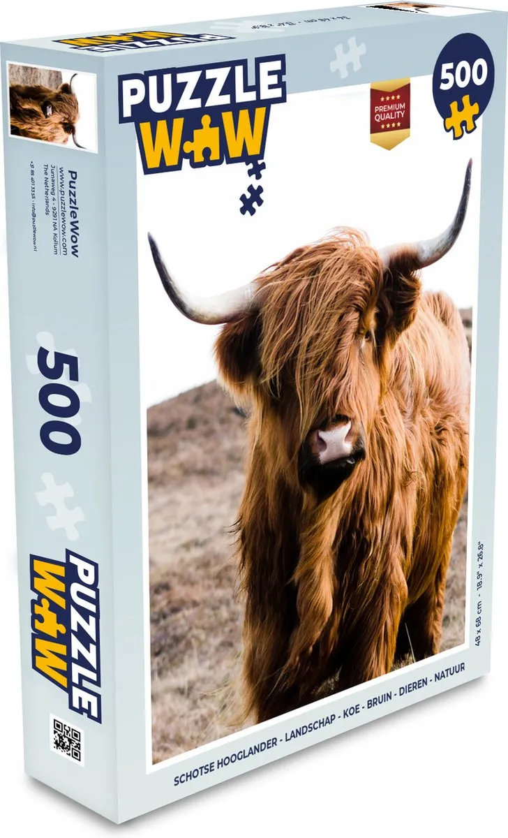 PuzzleWow Schotse Hooglander Legpuzzel 500 Stuks - Multicolor