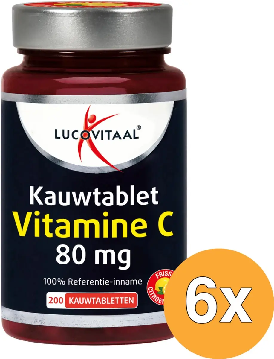 6x Lucovitaal Vitamine C 80mcg Kauwtablet Citroen (200 tabletten)