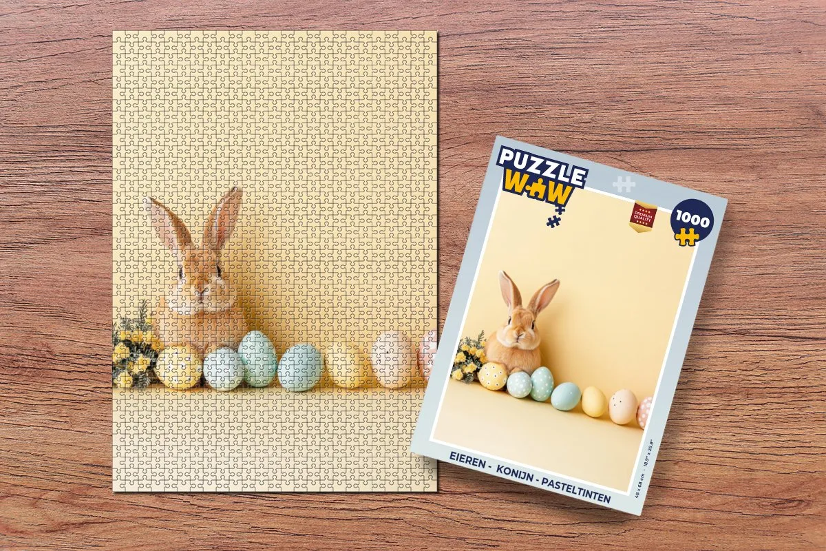 PuzzleWow Konijn Legpuzzel 1000 Stuks - Pasteltinten