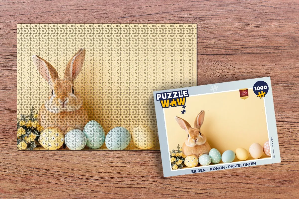 PuzzleWow Konijn Legpuzzel 1000 Stuks - Pasteltinten