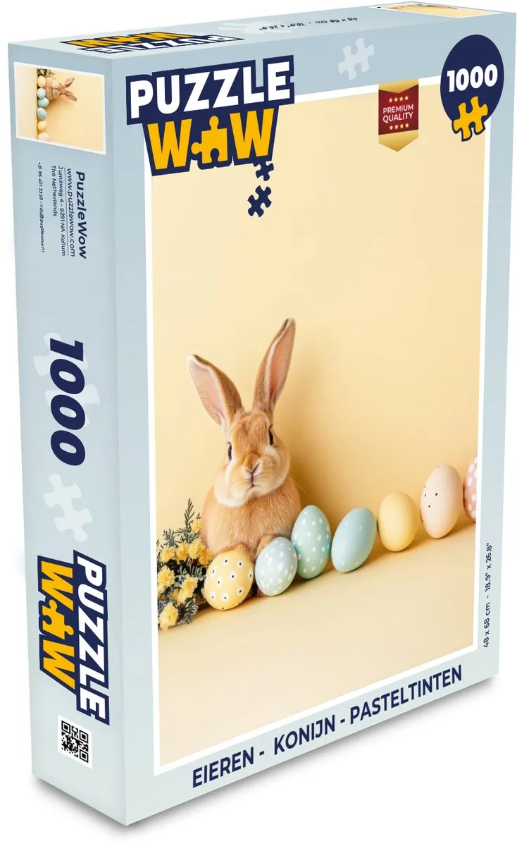 PuzzleWow Konijn Legpuzzel 1000 Stuks - Pasteltinten