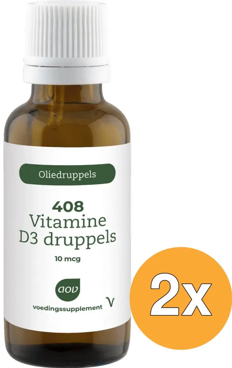 2x AOV 408 Vitamine D3 druppels 10mcg (25 ml)