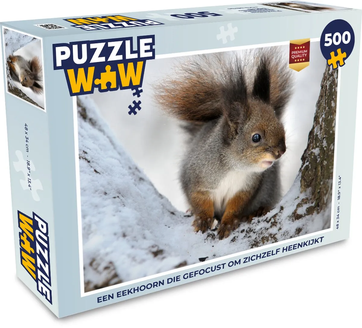 PuzzleWow Puzzel Eekhoorn Boom Winter 500 Stuks - Multicolor