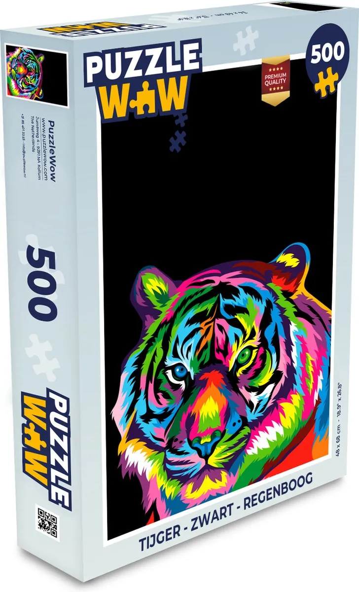 PuzzleWow Tijger Regenboog Legpuzzel 500 Stuks